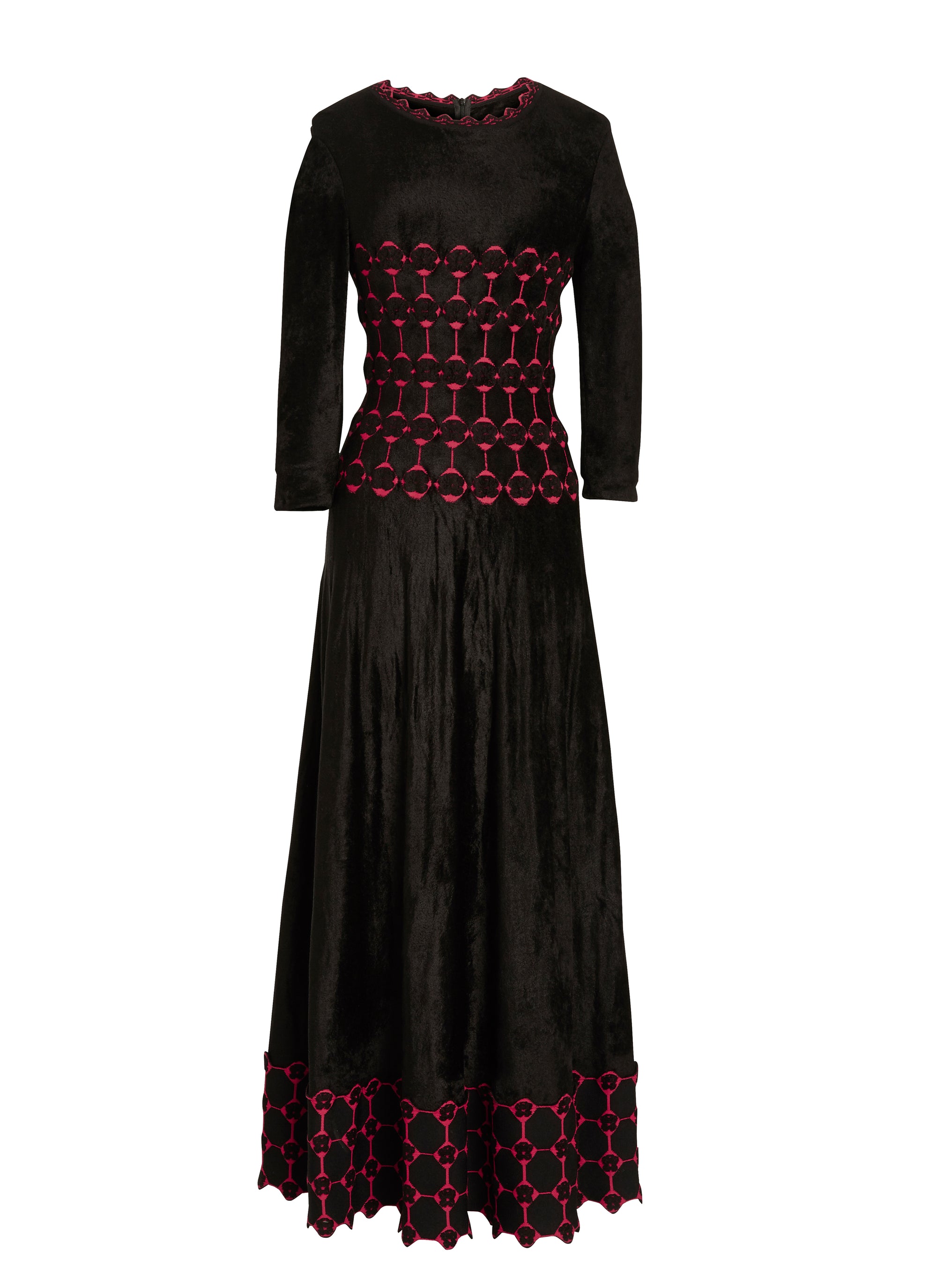 Azulejos 3/4 sleeve maxi dress - Black & Red