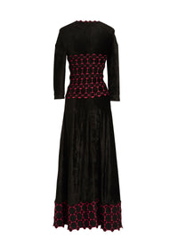 Azulejos 3/4 sleeve maxi dress - Black & Red