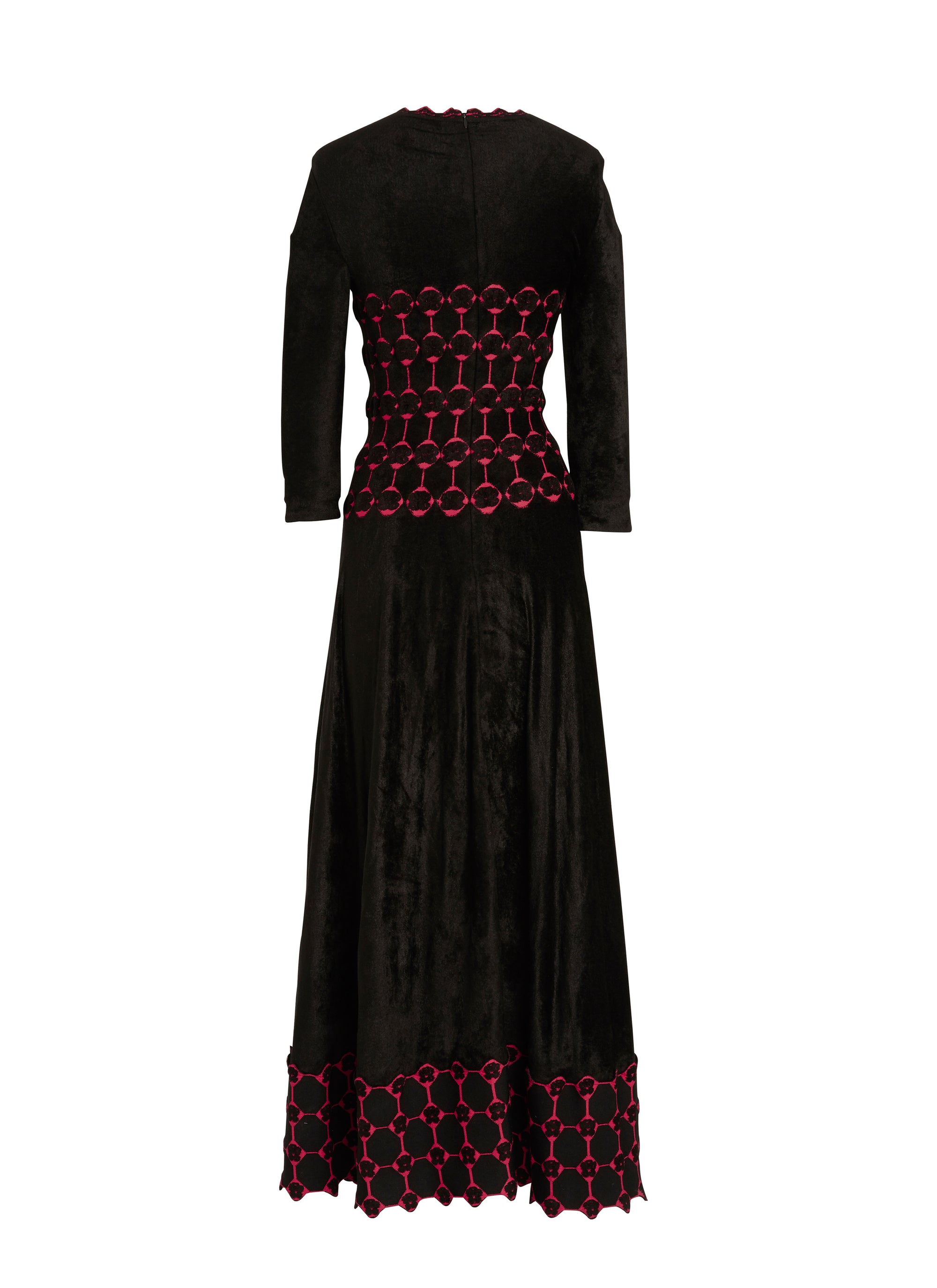 Azulejos 3/4 sleeve maxi dress - Black & Red