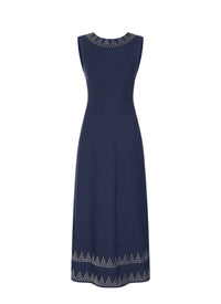 Triangle knitted sleeveless dress - Cobalt