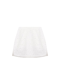 Mini-jupe brodée - Blanc