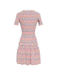 Robe courte à manches courtes Aster en maille - Multicolore