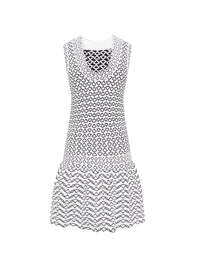 Robe courte sans manches Fantasia en maille - Blanc & Noir