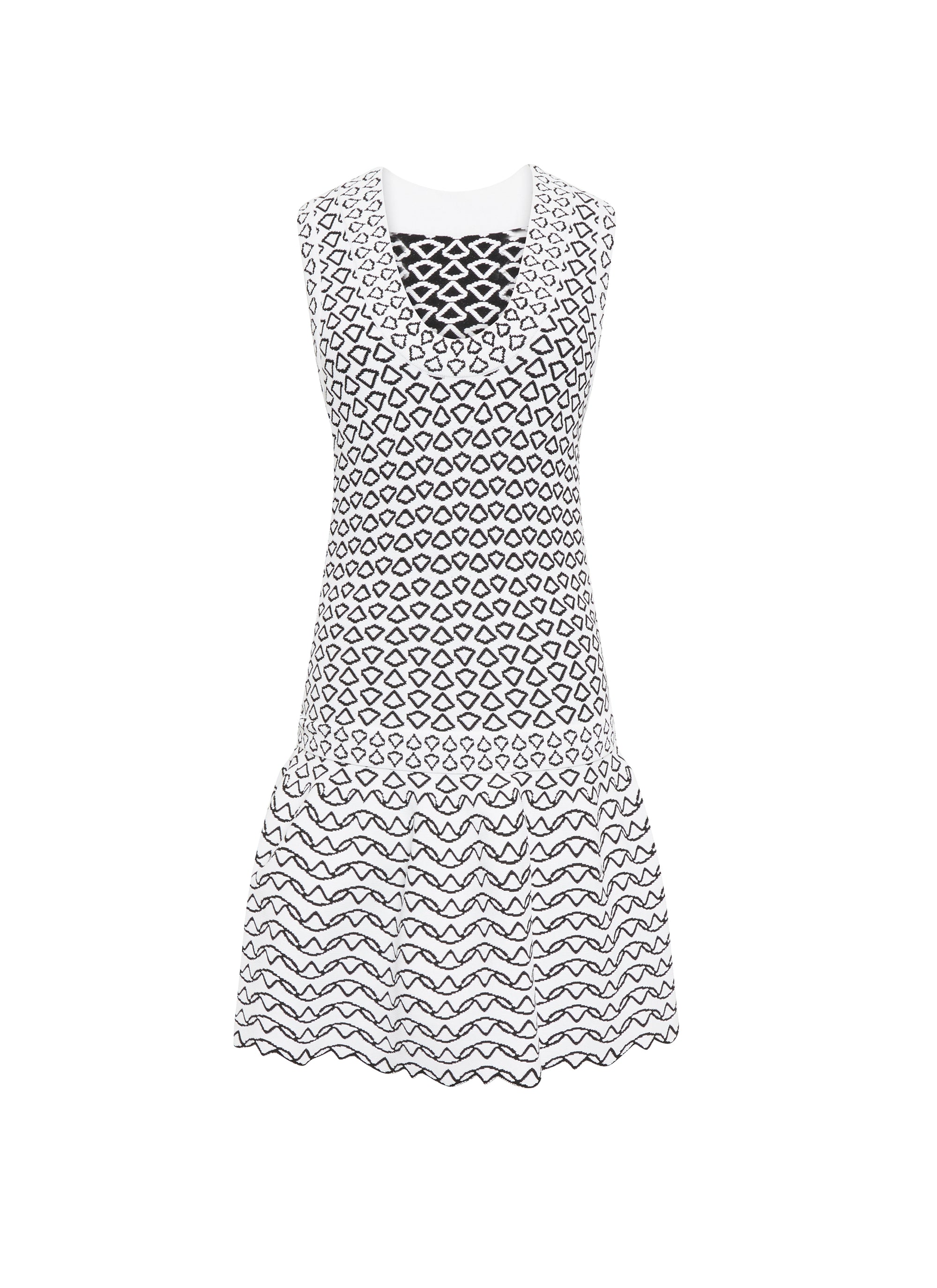 Robe courte sans manches Fantasia en maille - Blanc & Noir