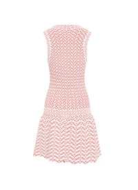 Fantasia knitted sleeveless short dress - White & Orange