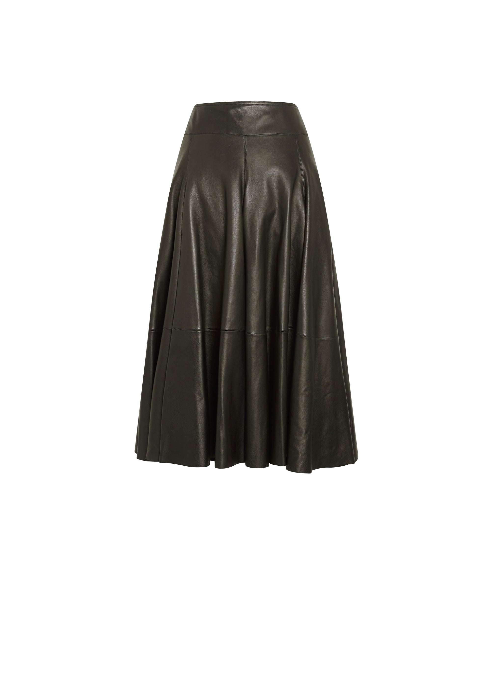 Jupe longue plissée plongée en cuir - Noir