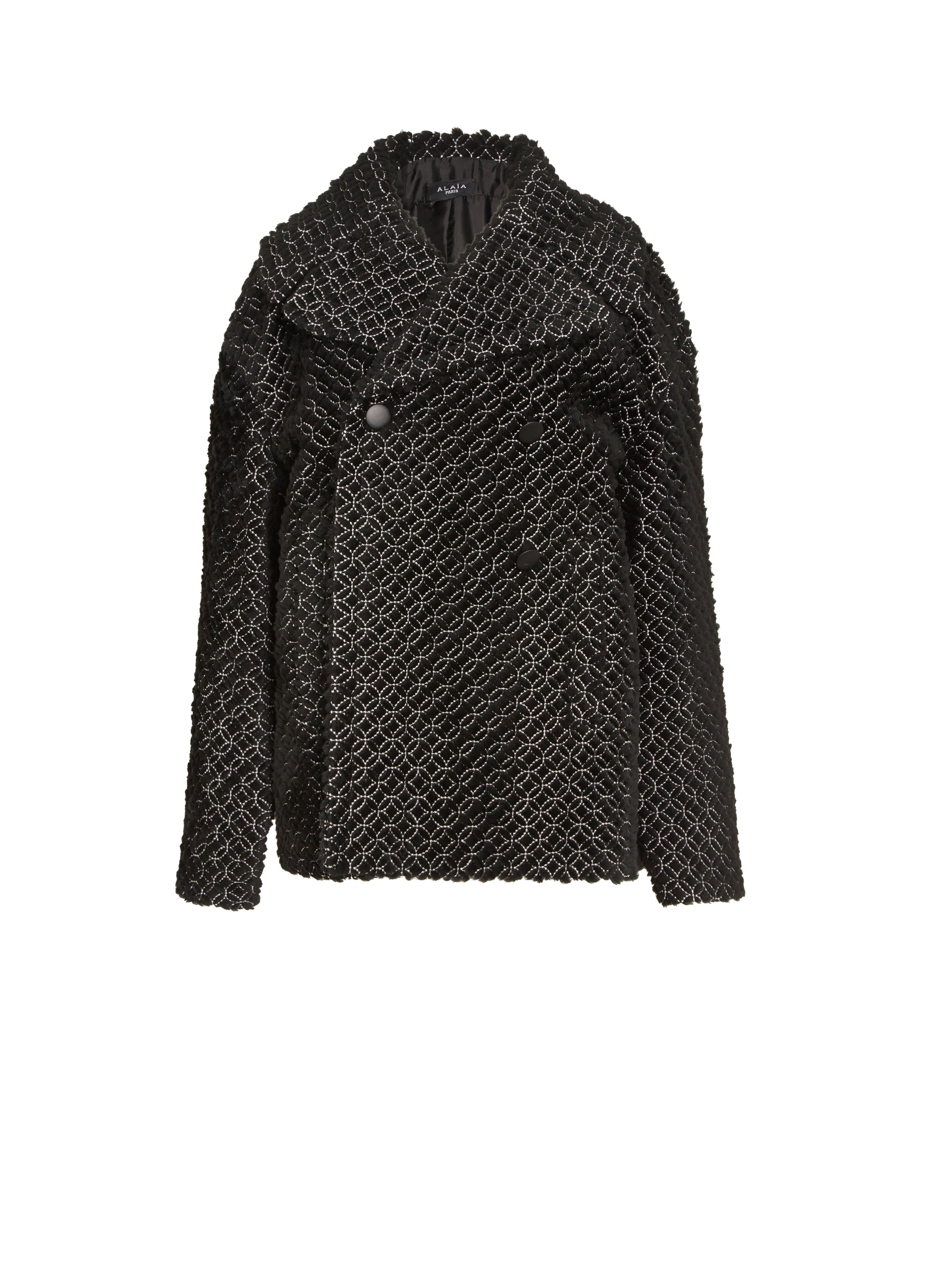 Caban à motif arabesque en cuir - Noir & Blanc