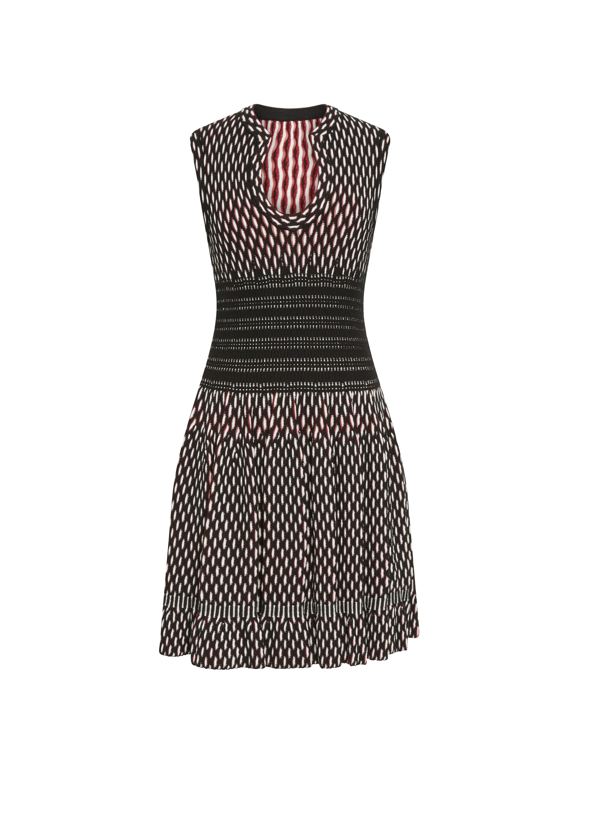 Sleeveless wool mats dress - Black & White