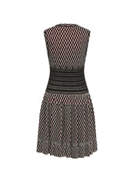 Sleeveless wool mats dress - Black & White