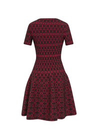 Robe à manches courtes Alhambra en maille - Noir & Rose