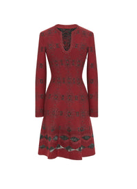 Wool Babylon long sleeve dress - Mahogany
