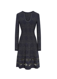 Robe à manches longues Babylone en laine - Nuit