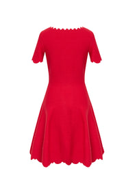Eden wool short-sleeved dress - Red