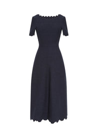 Robe à manches courtes Eden en laine - Nuit