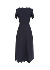 Robe à manches courtes Eden en laine - Nuit