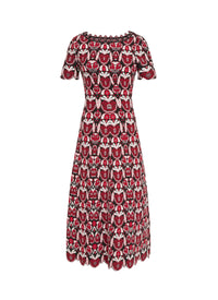 Robe à manches courtes Eden en laine - Noir & Rouge