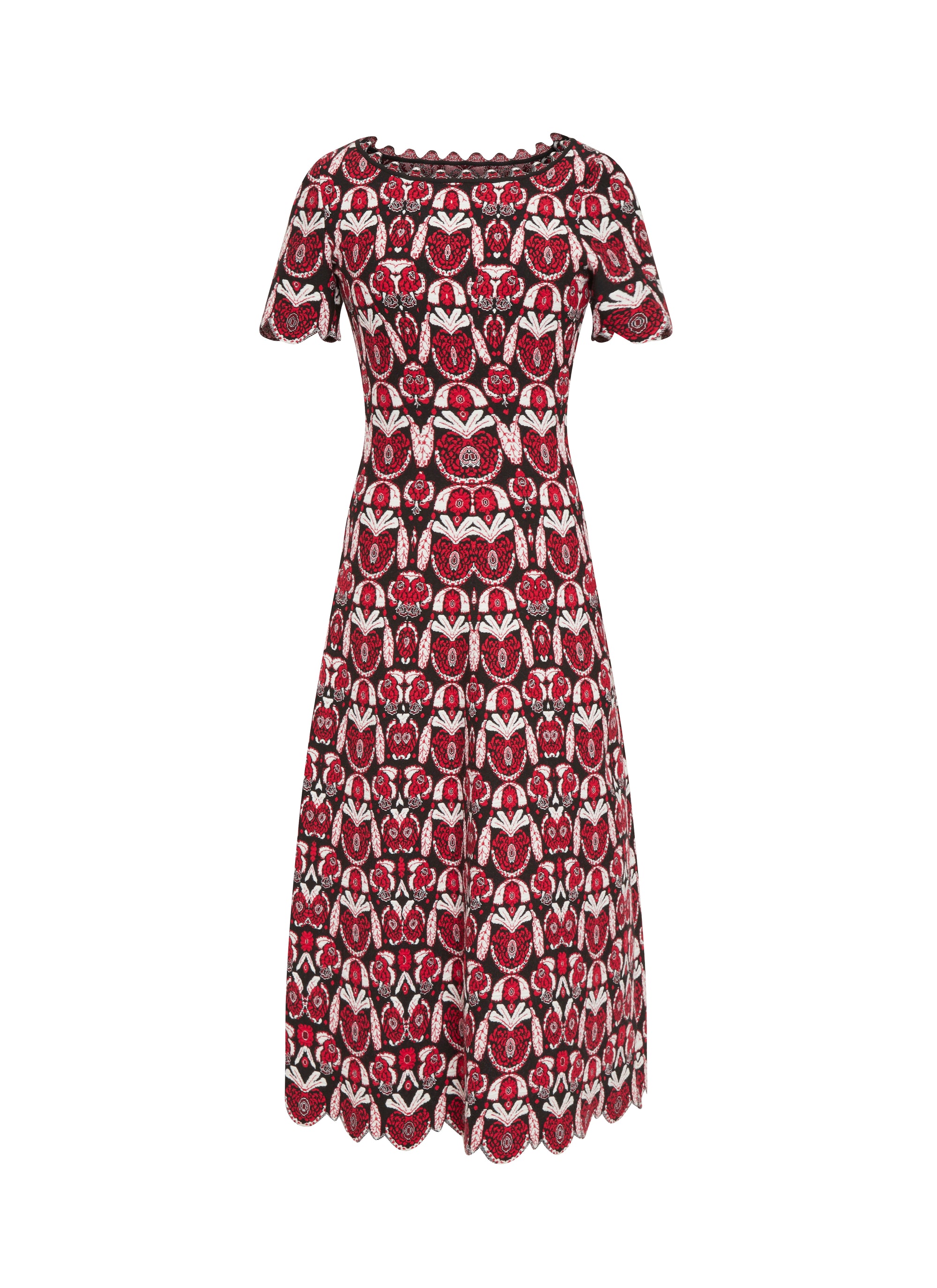 Robe à manches courtes Eden en laine - Noir & Rouge
