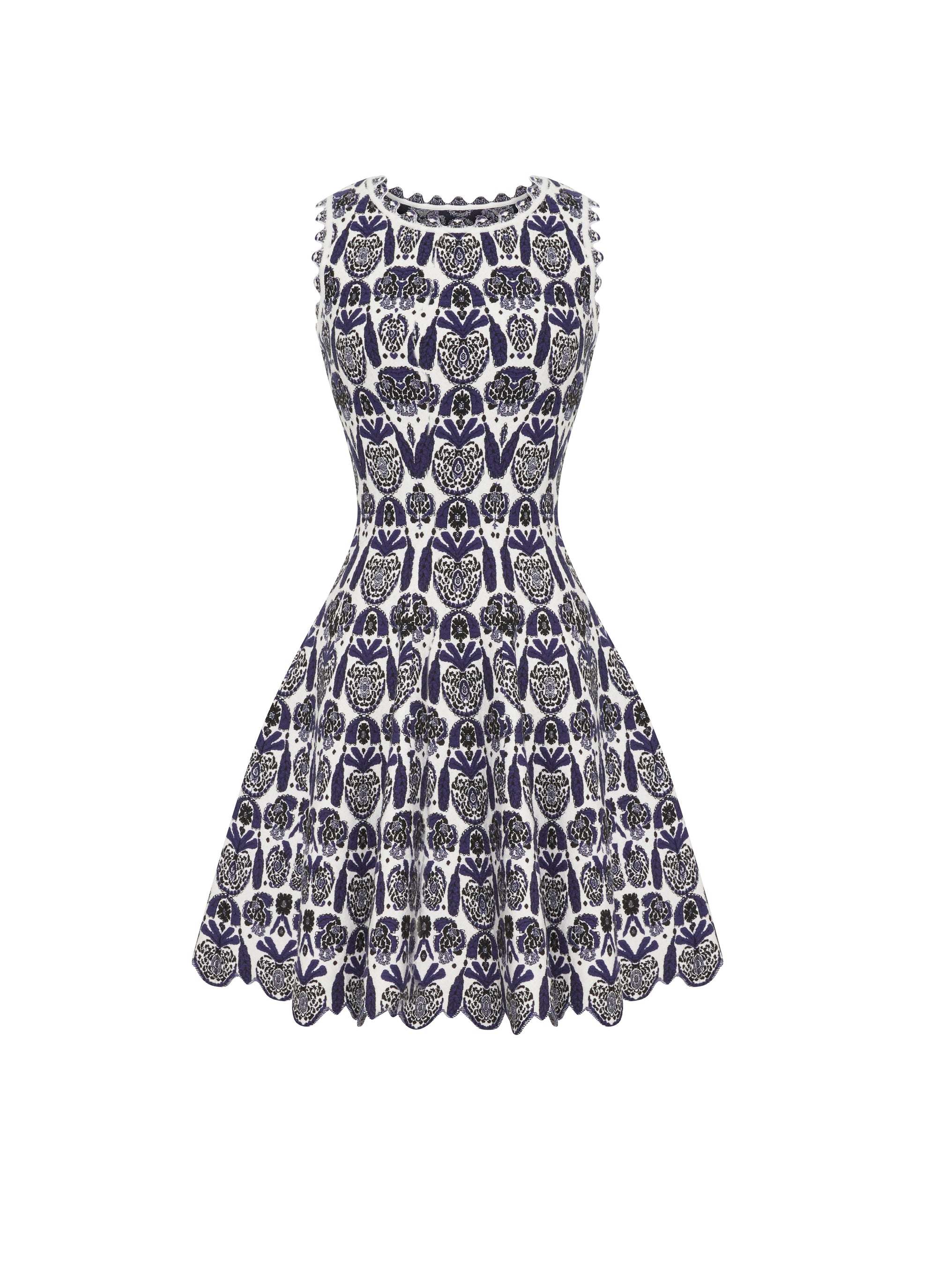 Sleeveless wool Eden dress - White & Blue