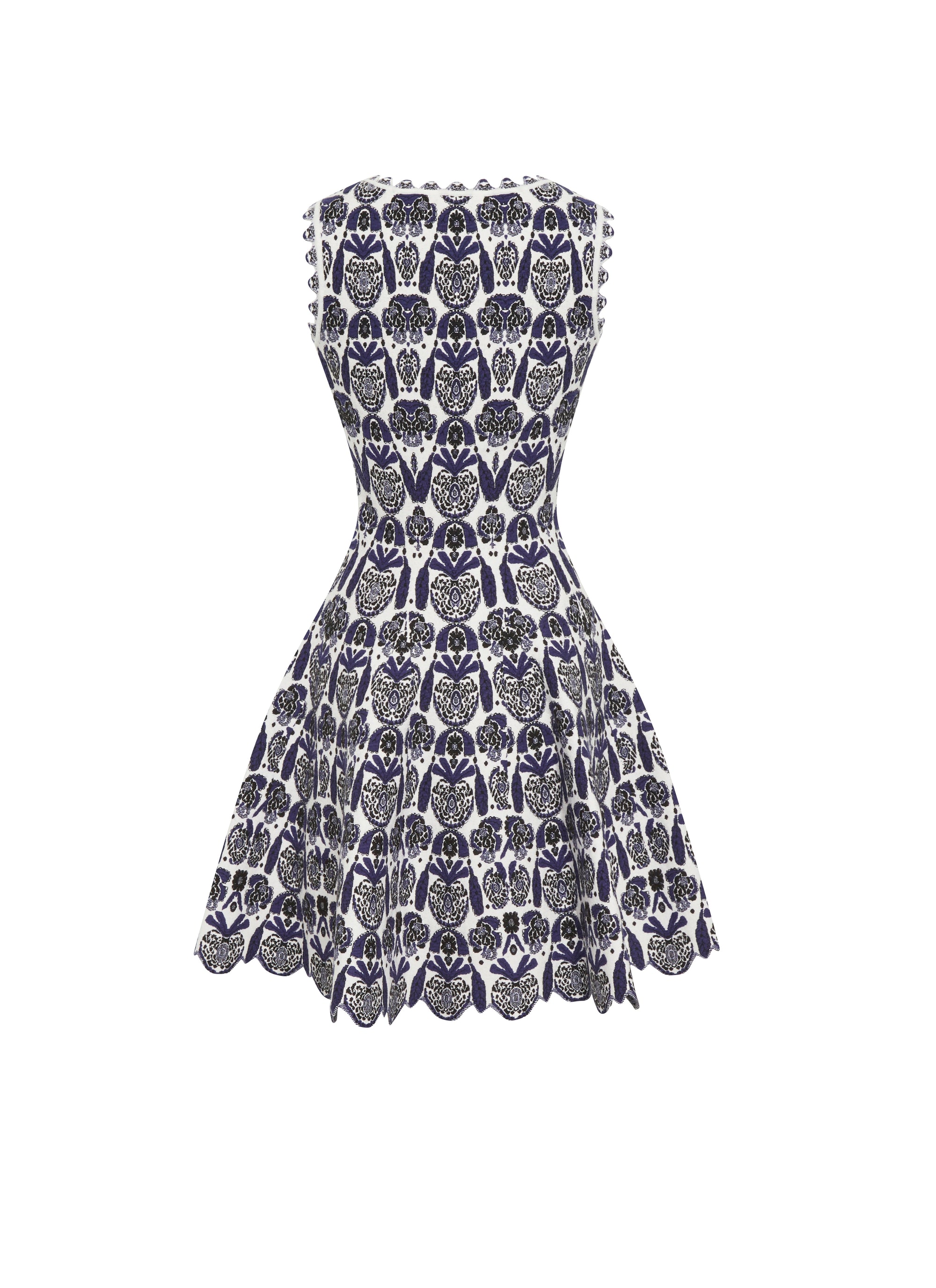 Sleeveless wool Eden dress - White & Blue