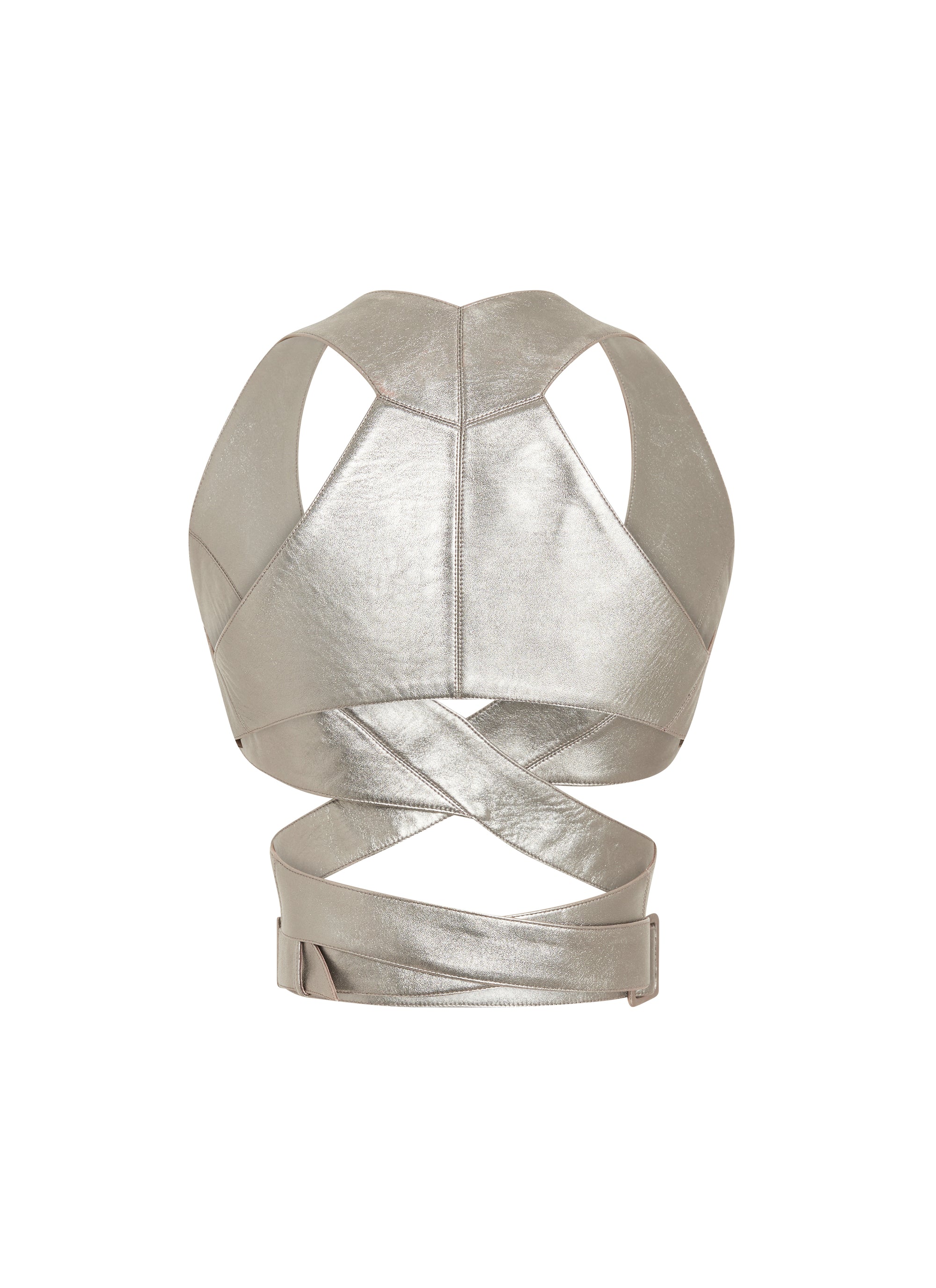 Bustier in leather - Silver