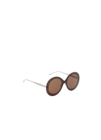 Lunettes de soleil rondes ajourées - Argent & Noir