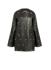 Manteau court en cuir - Noir