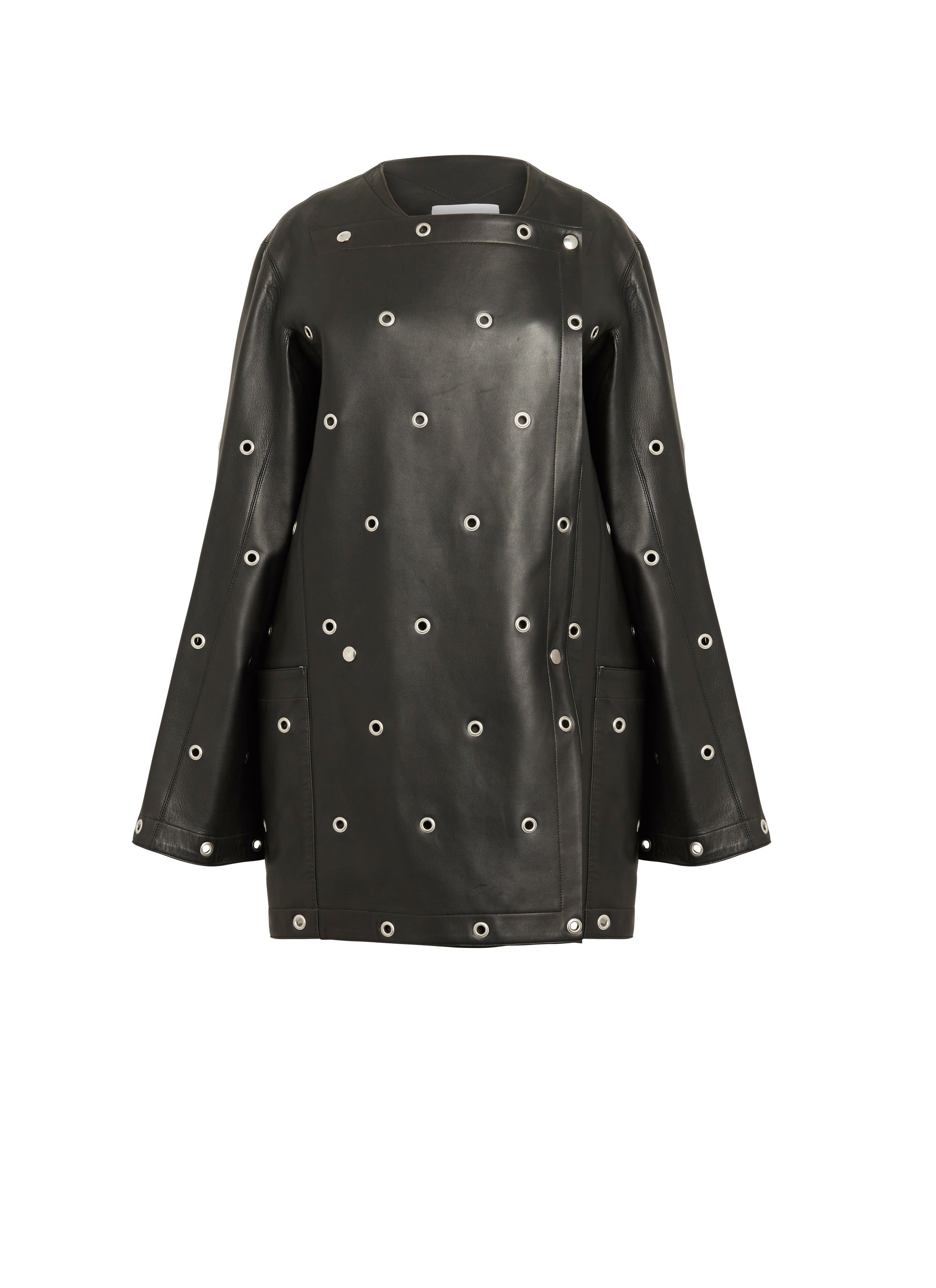 Manteau court en cuir - Noir