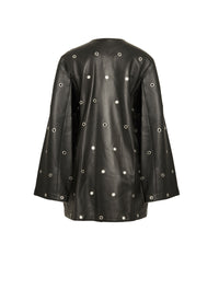 Manteau court en cuir - Noir