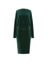 Robe à manches longues Jersey de velours - Vert Empire