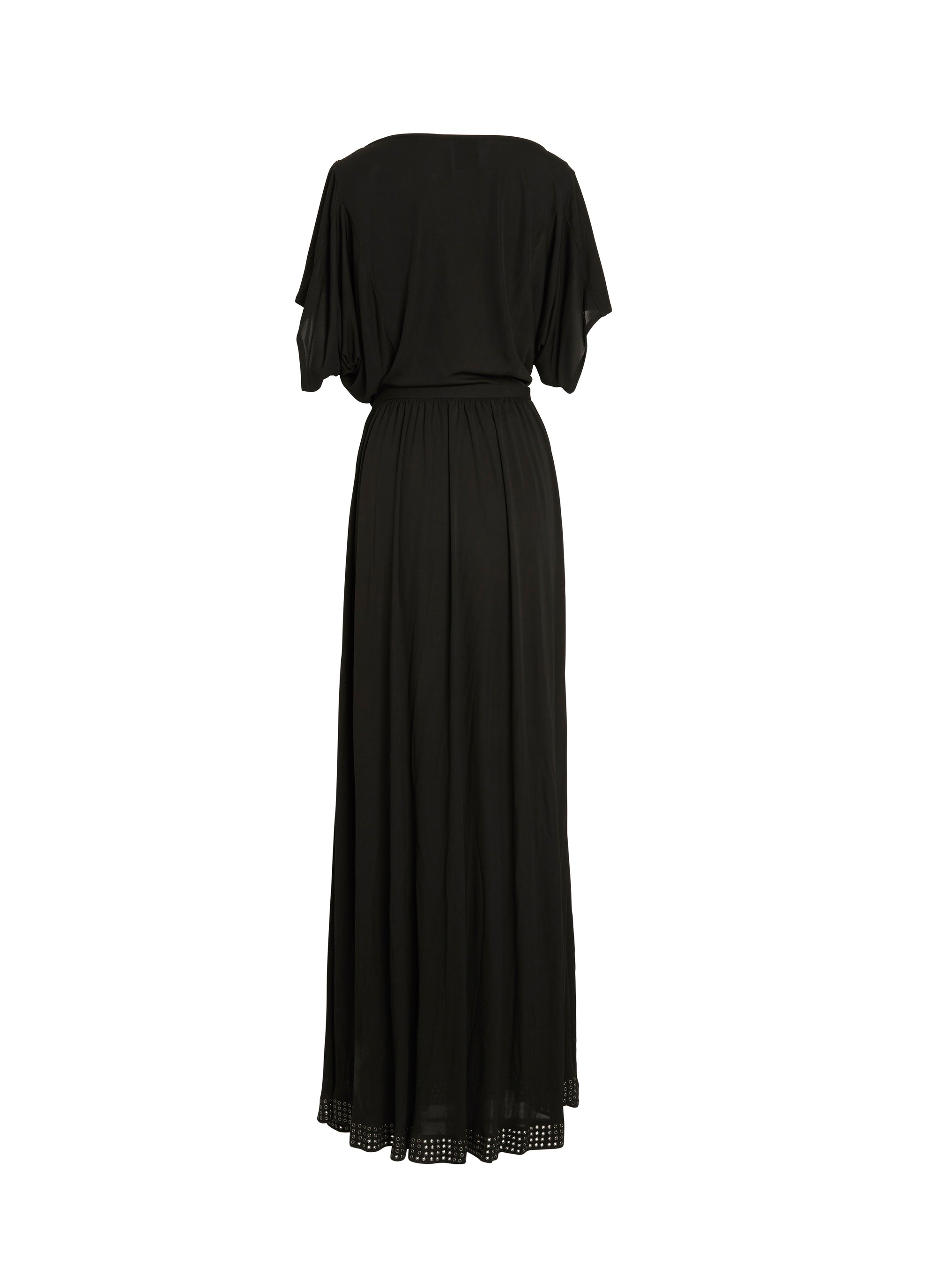 Robe fluide longue à manches courtes - Noir