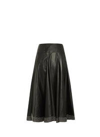 skirt with studded leather edging - Black