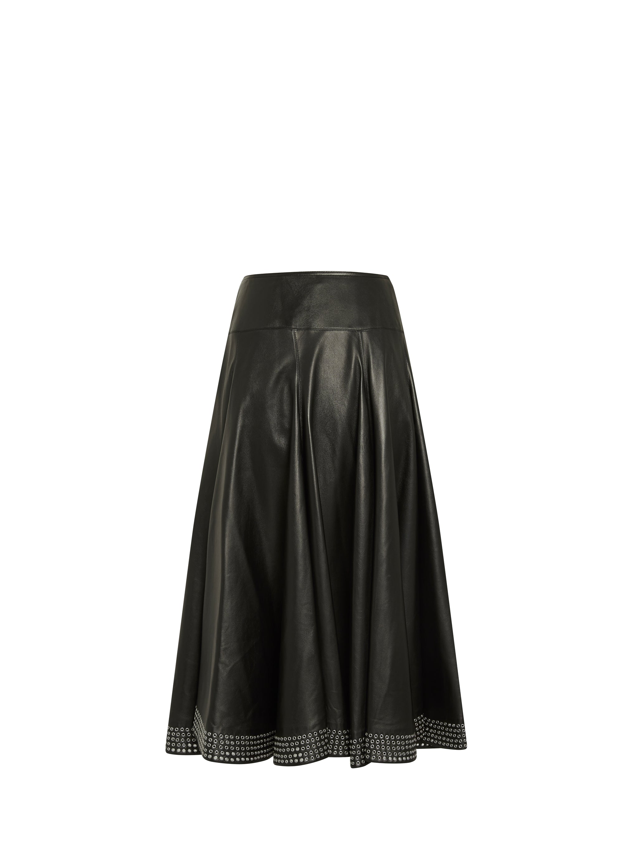 skirt with studded leather edging - Black