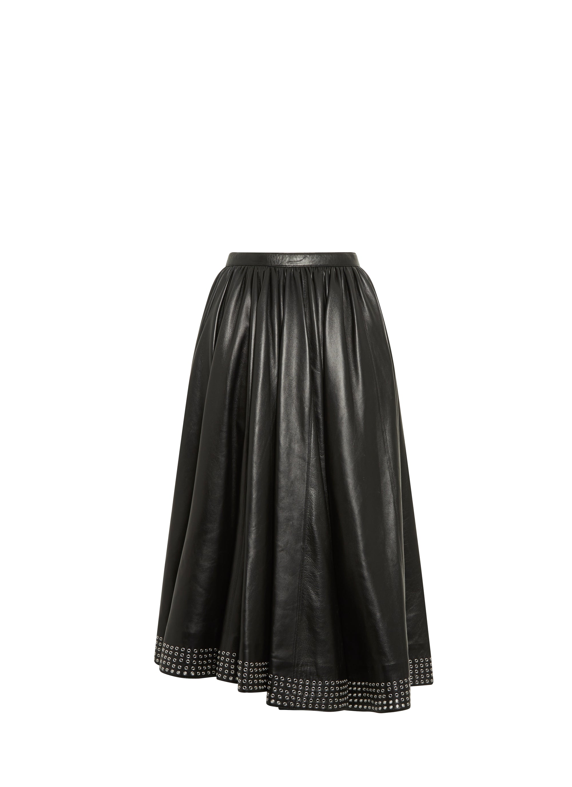 Jupe cloutée en cuir - Noir