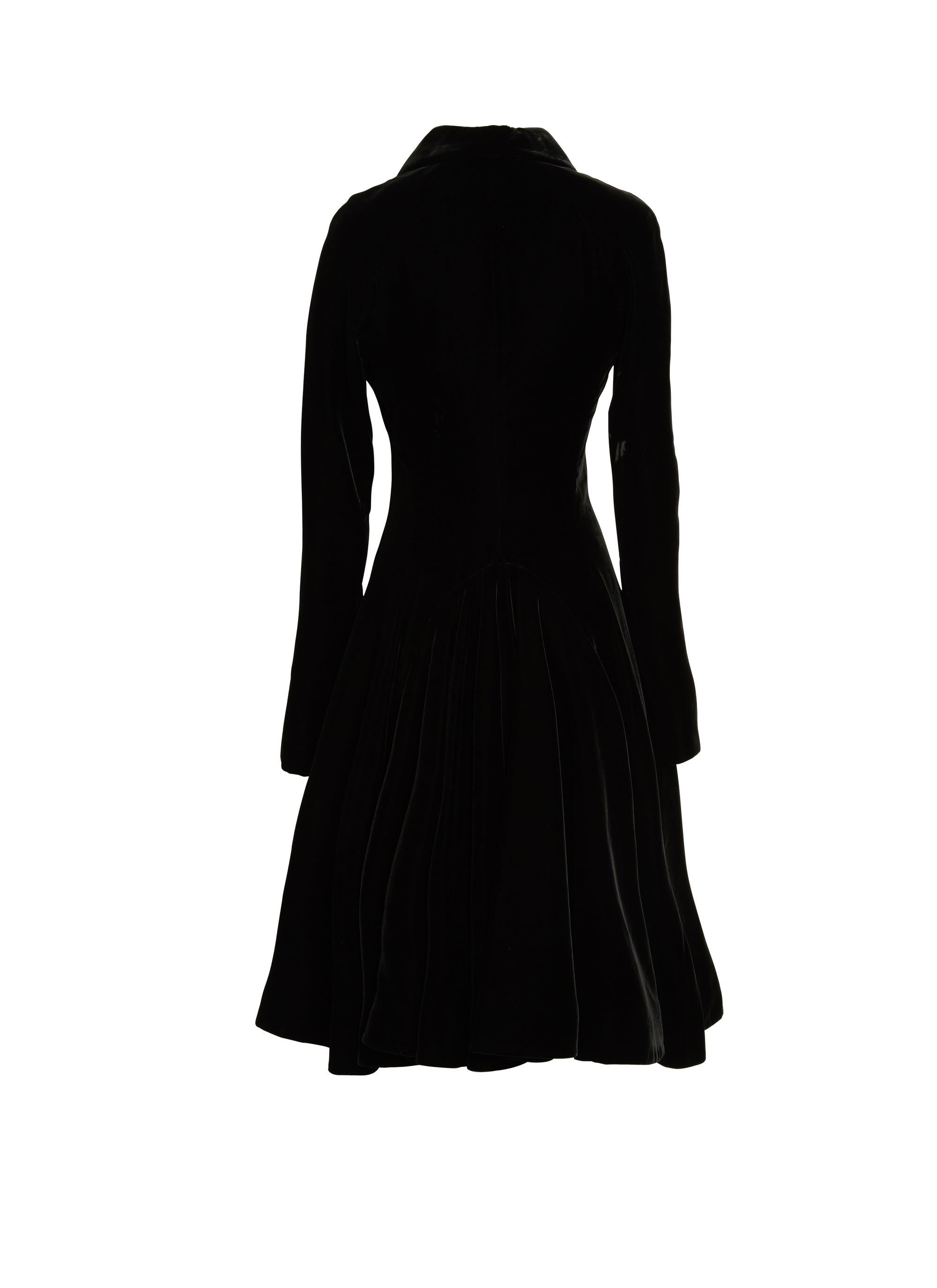 Robe à manches longues en velours - Noir