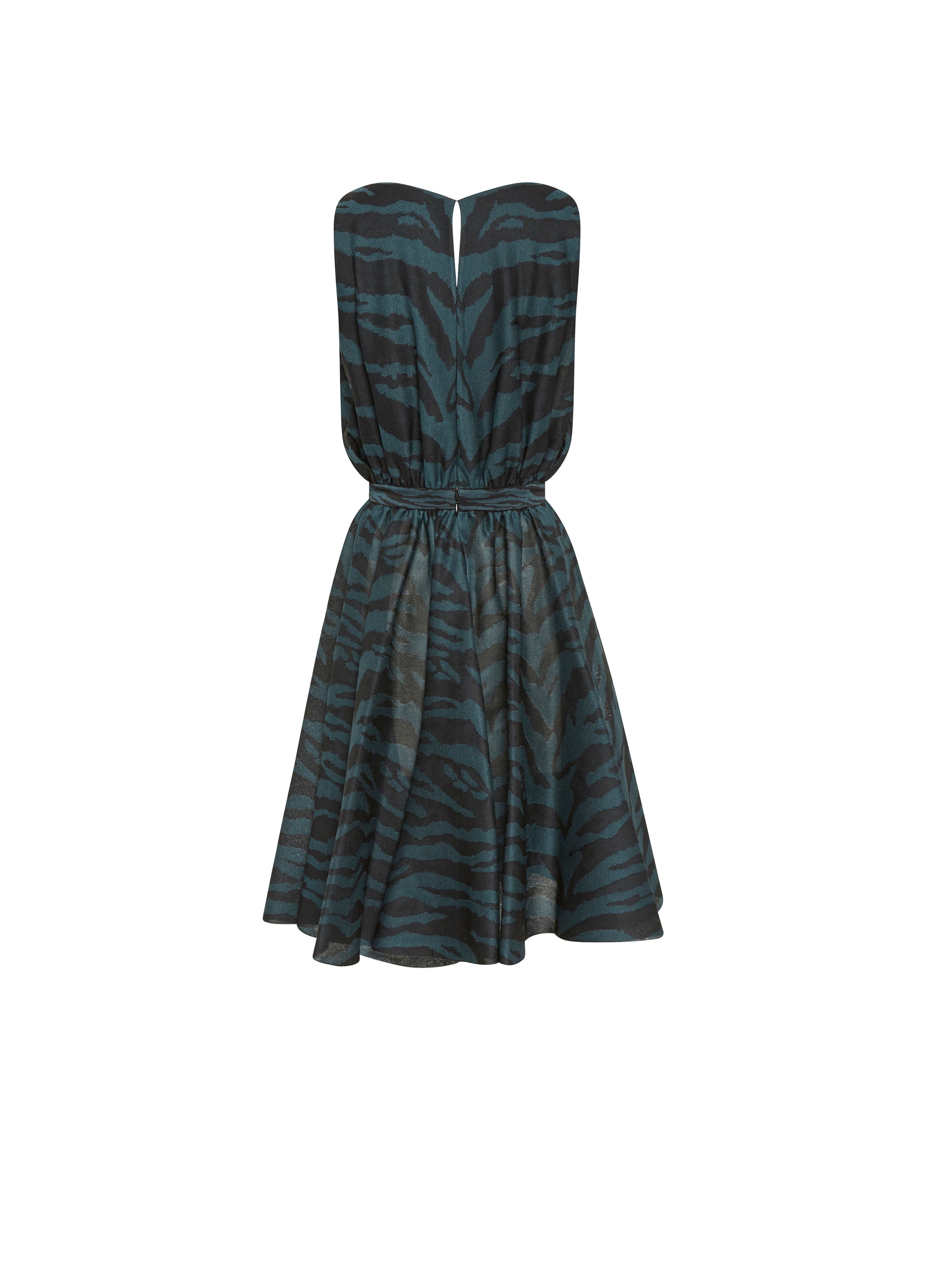 Sleeveless silk Zebra dress - Black & Green