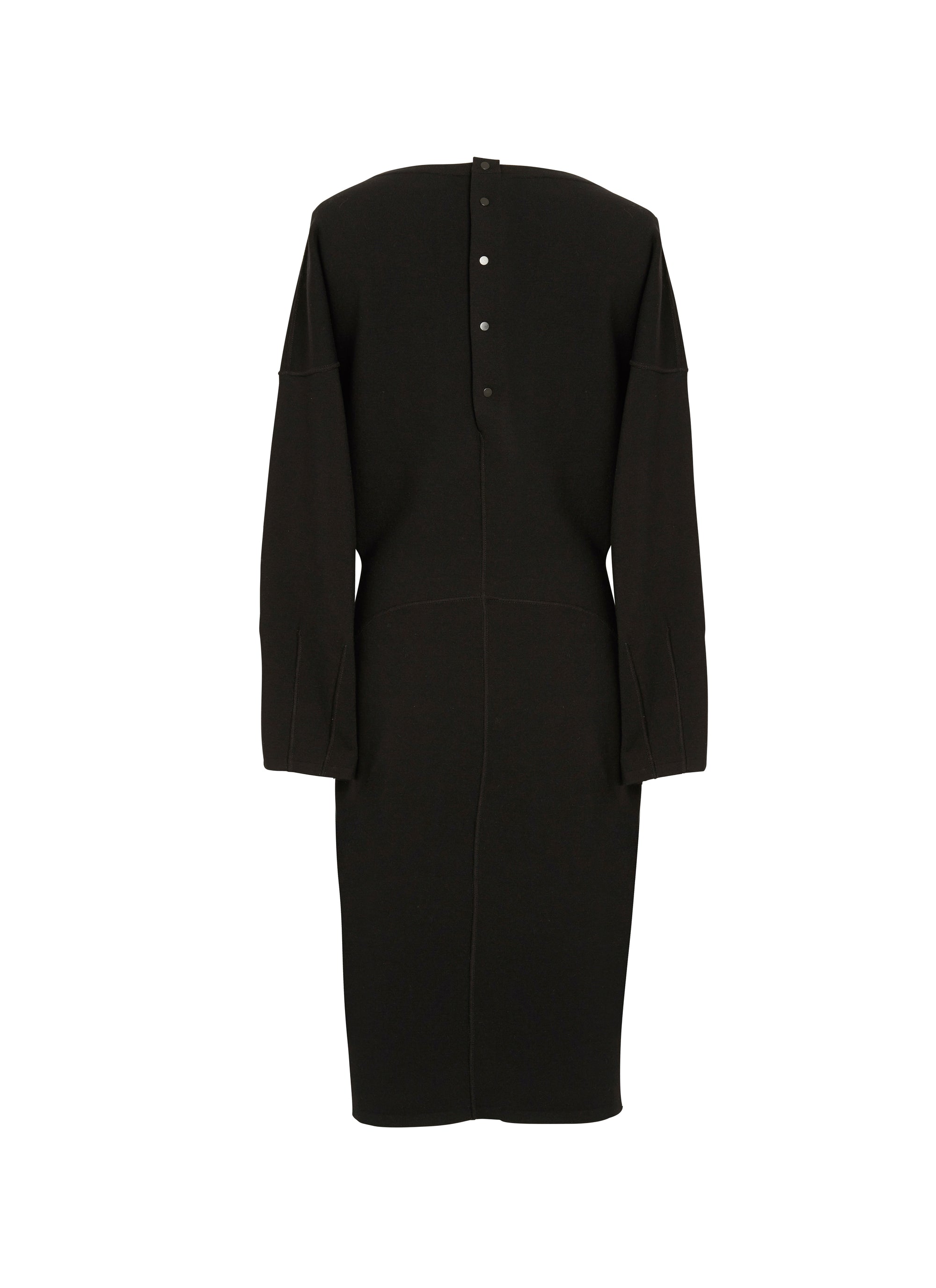 Long-sleeved wool dress - Black