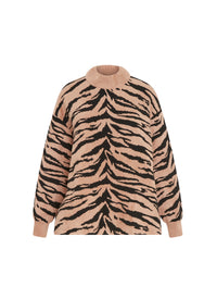 Zebra knitted jumper - Black & Nude