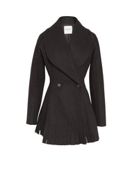 Veste longue drapée en laine - Noir