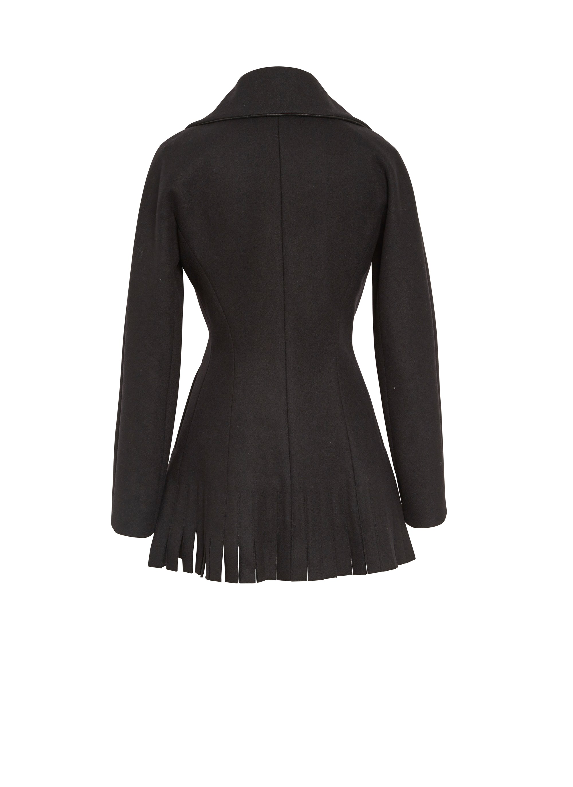 Veste longue drapée en laine - Noir