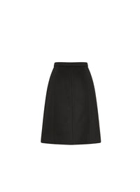Jupe boutonnée en laine - Noir