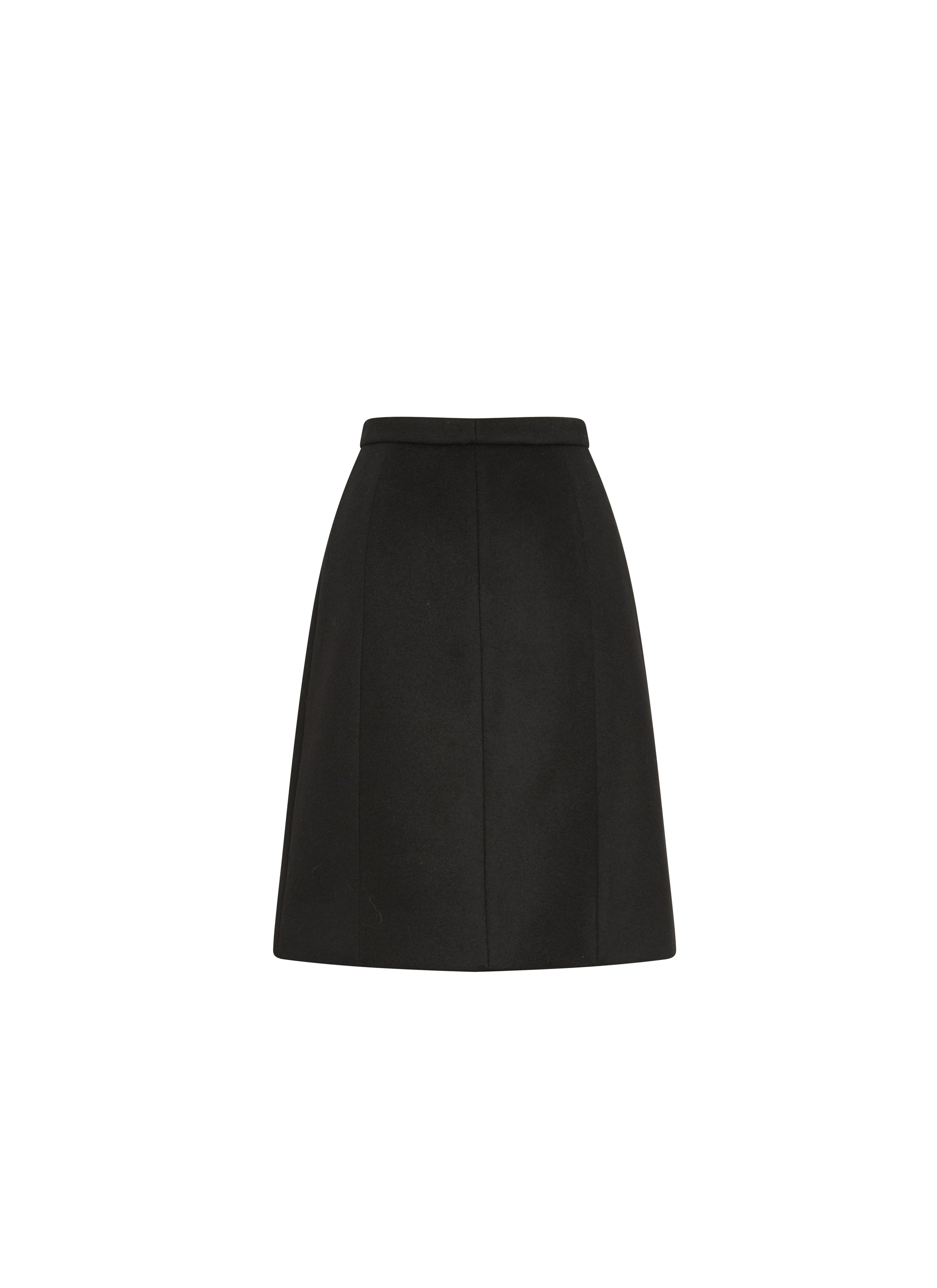 Jupe boutonnée en laine - Noir