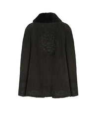 Suede leather cape - Black