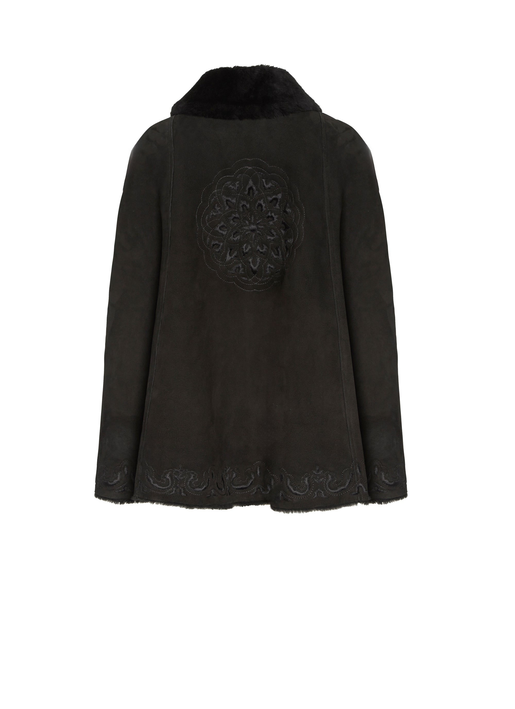 Suede leather cape - Black