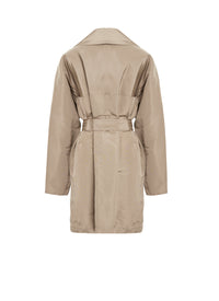 Oversized silk trench coat - Sand