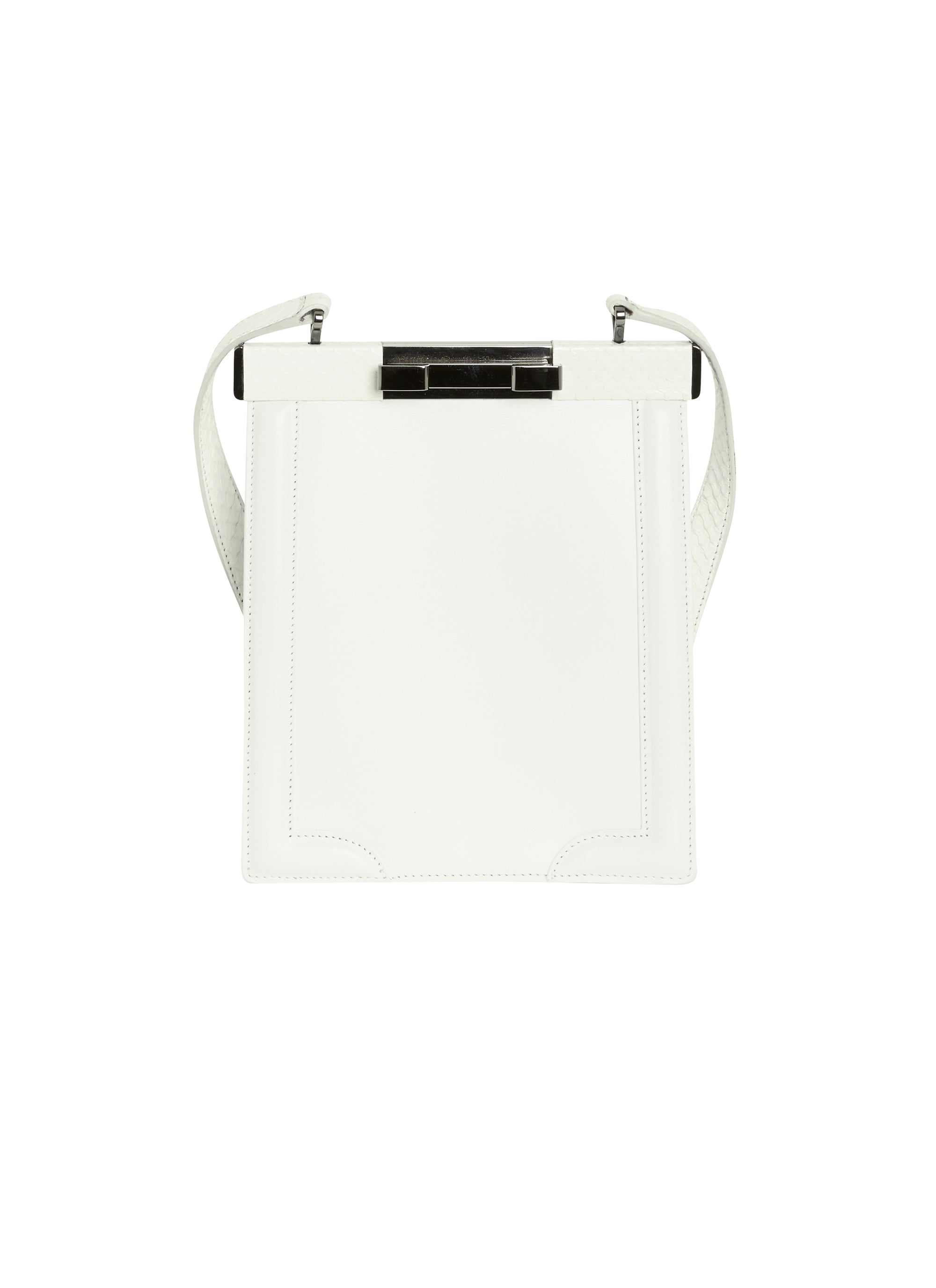Cecile mini Elaphe bag in leather - Optic White