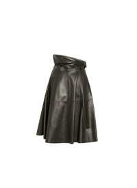 Jupe cintrée en cuir - Noir