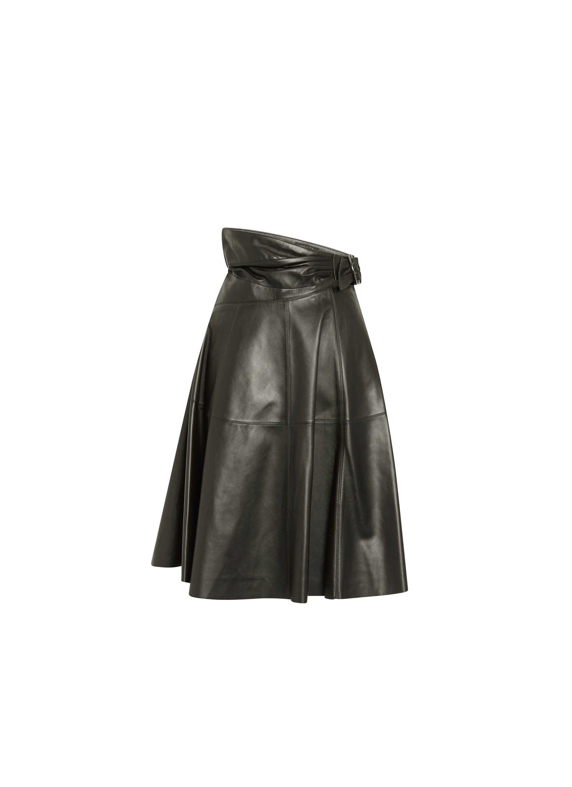 Jupe cintrée en cuir - Noir