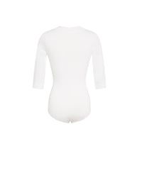 3/4 sleeve buttoned bodysuit - White