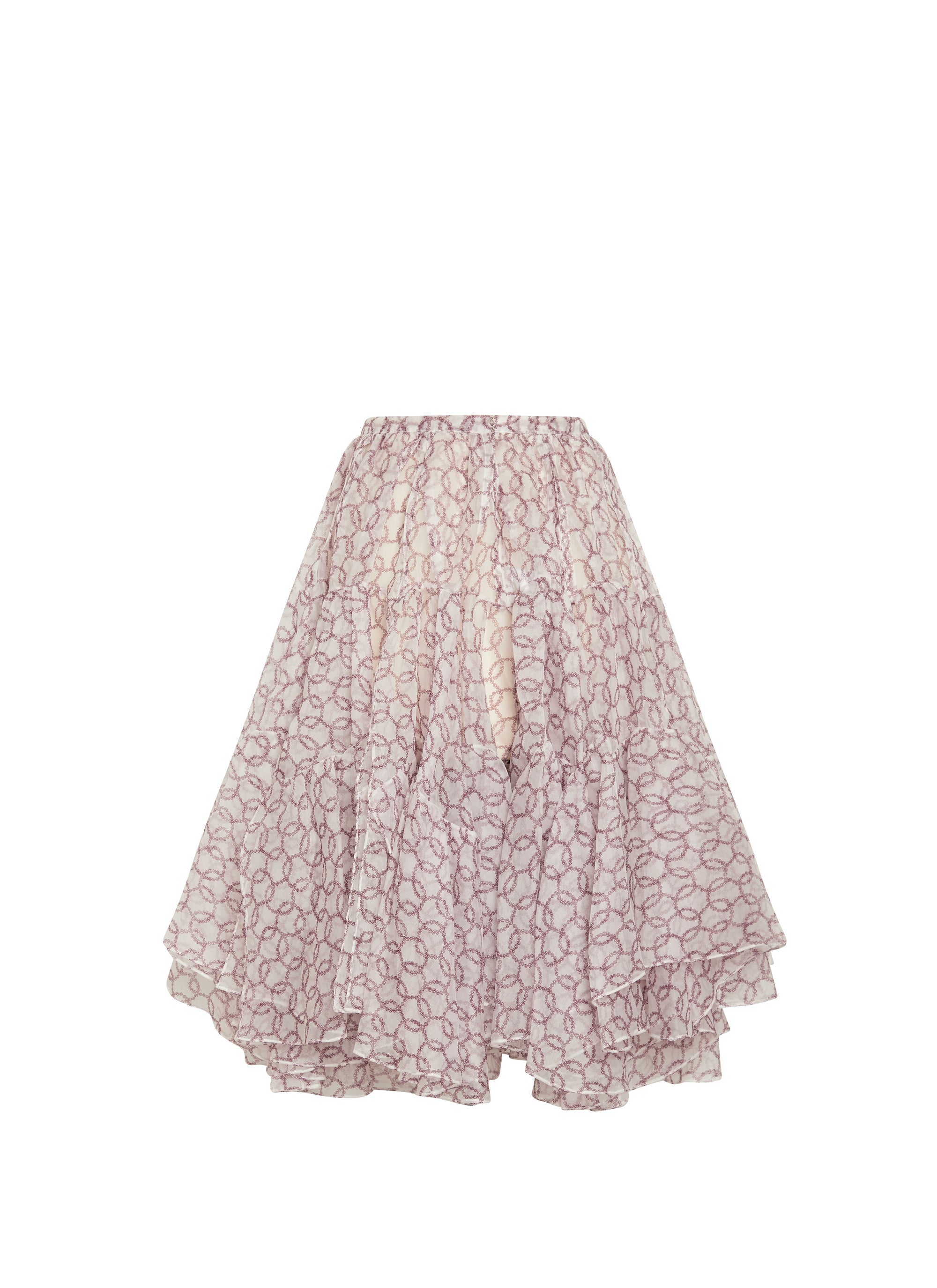 Silk Organza Rings skirt - White & Bordeaux