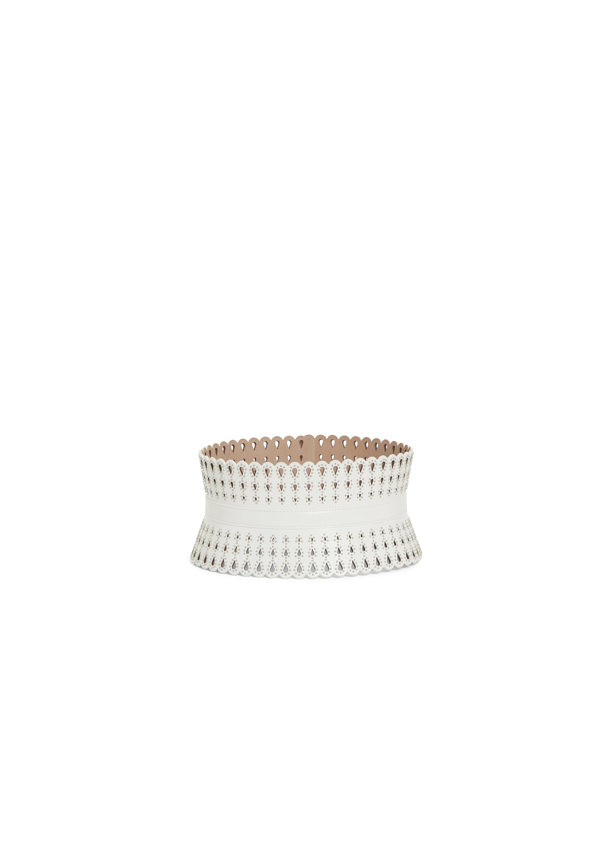 Studded leather corset - Optic White